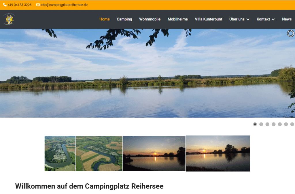 Startseite des Campingplatz Reihersee